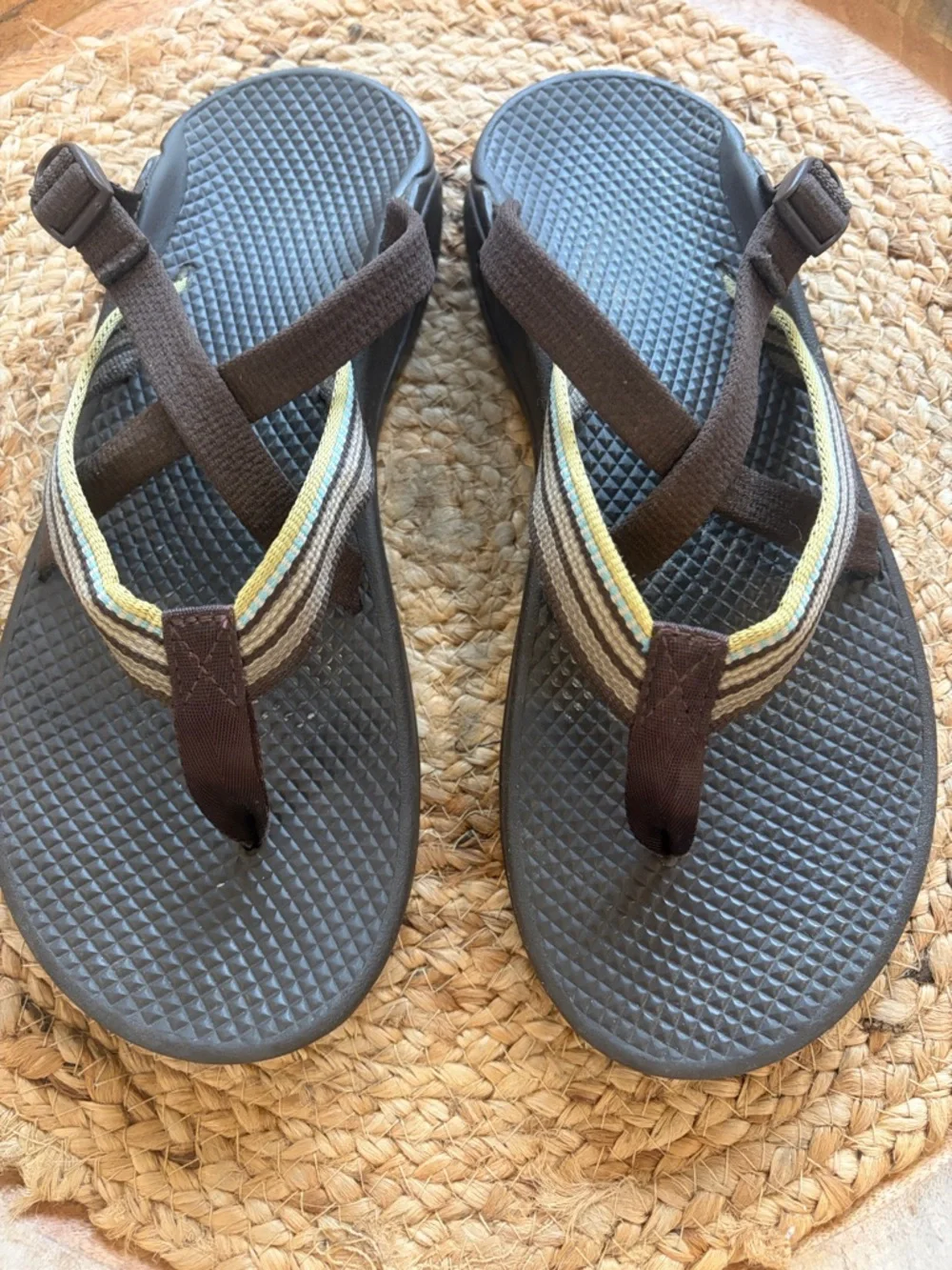Chaco women’s hipthong  ecotread brown stripe circus backless sandal size 9 - Picture 6 of 15